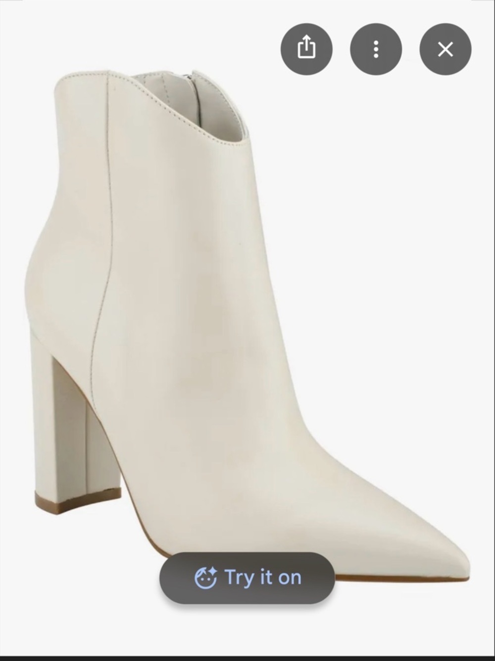 Marc Fisher Cream Pointed Toe Block Heel Ankle Bootie